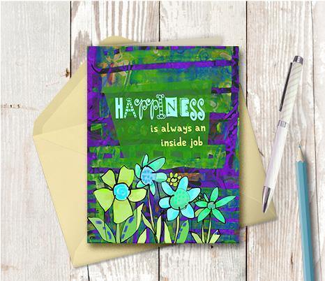 0430 Happiness Inside Job Note Card - deloresartcanada
