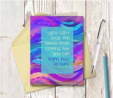 0435 Waves Surf Note Card - deloresartcanada