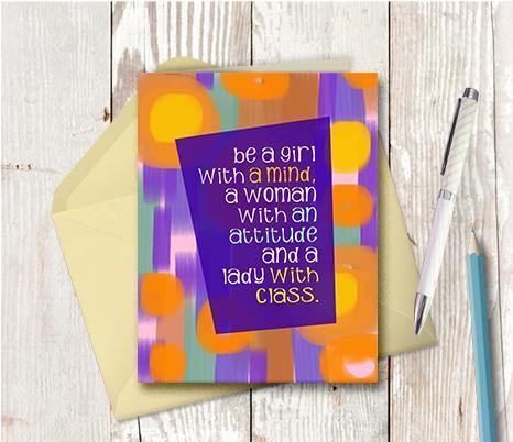 0443 Be A Lady With Class Note Card - deloresartcanada