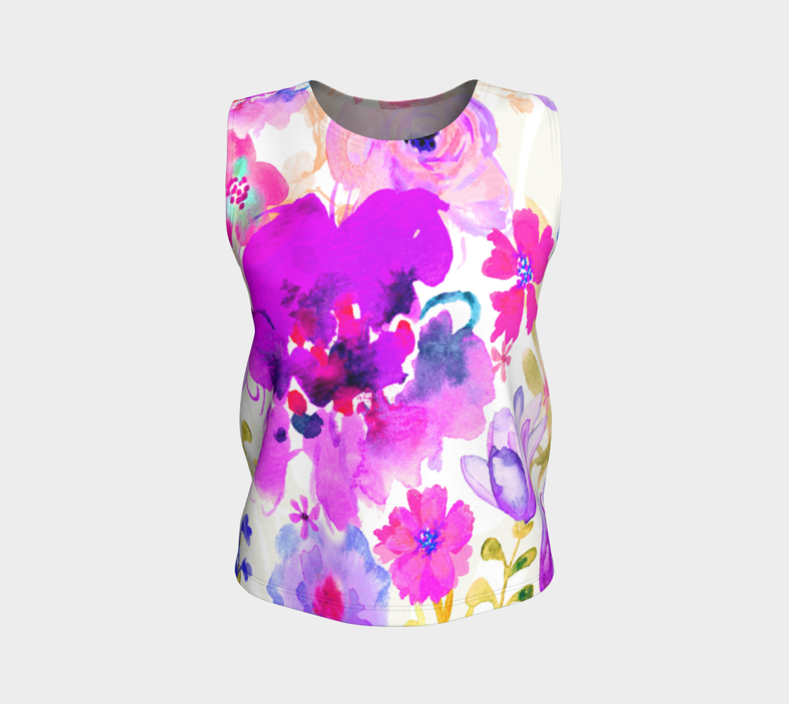 Magenta Floral Loose Tank by Deloresart - deloresartcanada