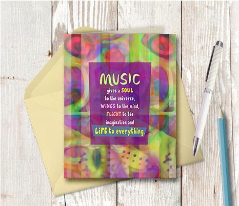 0467 Music Always Has The Answer Note Card - deloresartcanada