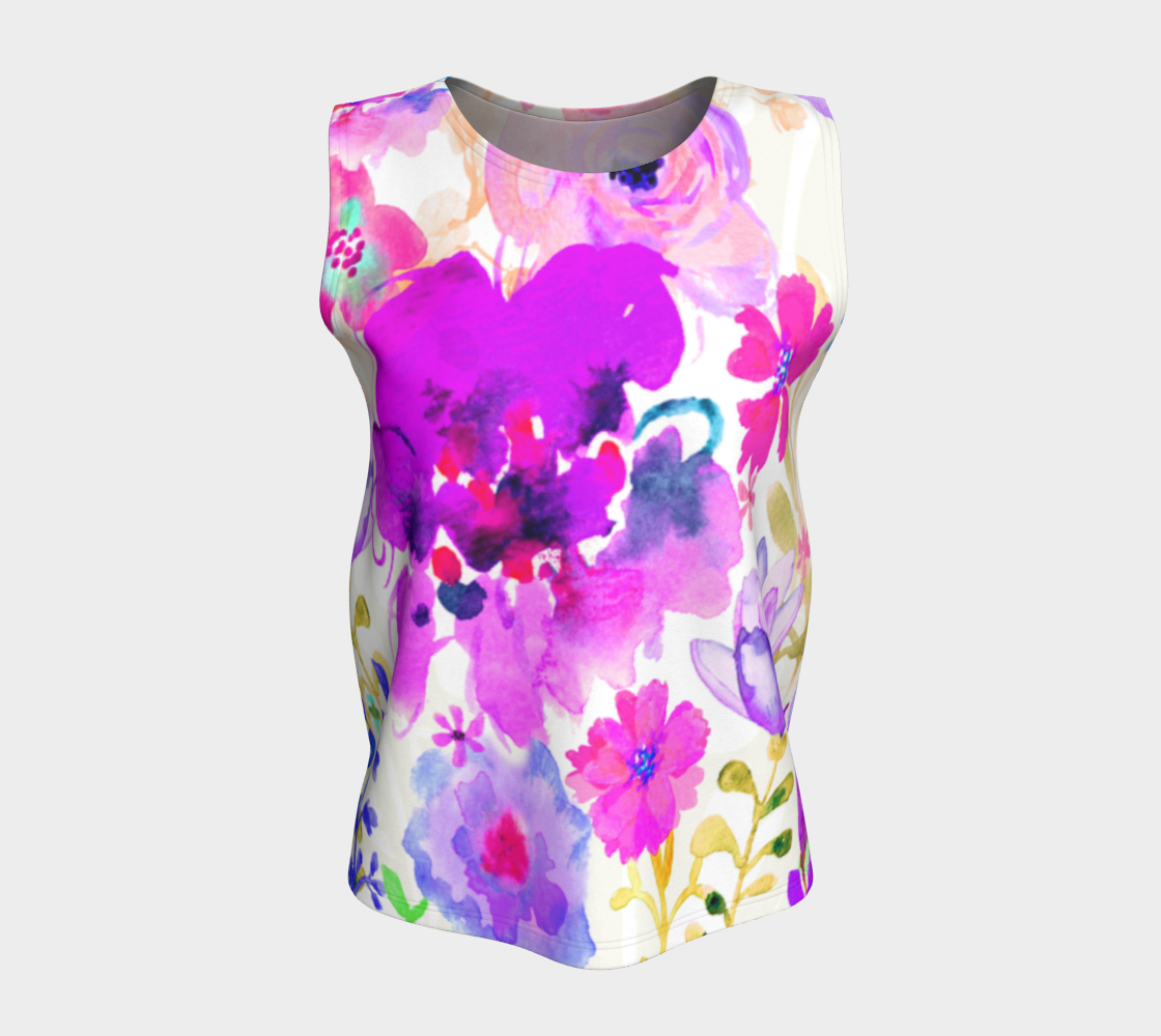 Magenta Floral Loose Tank by Deloresart - deloresartcanada