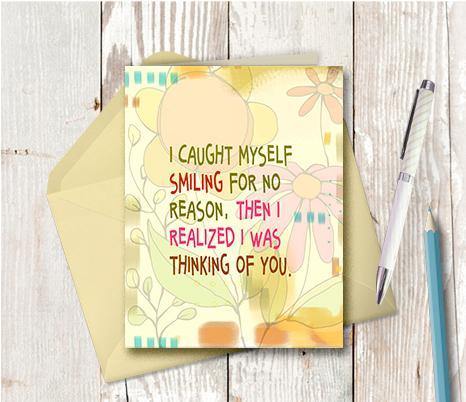 0491 Caught Myself Smiling Note Card - deloresartcanada