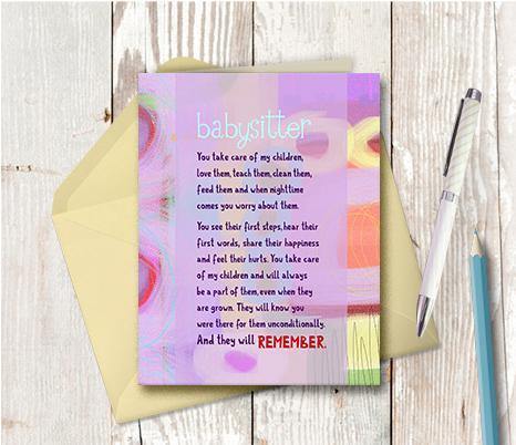0498 Babysitter Note Card - deloresartcanada