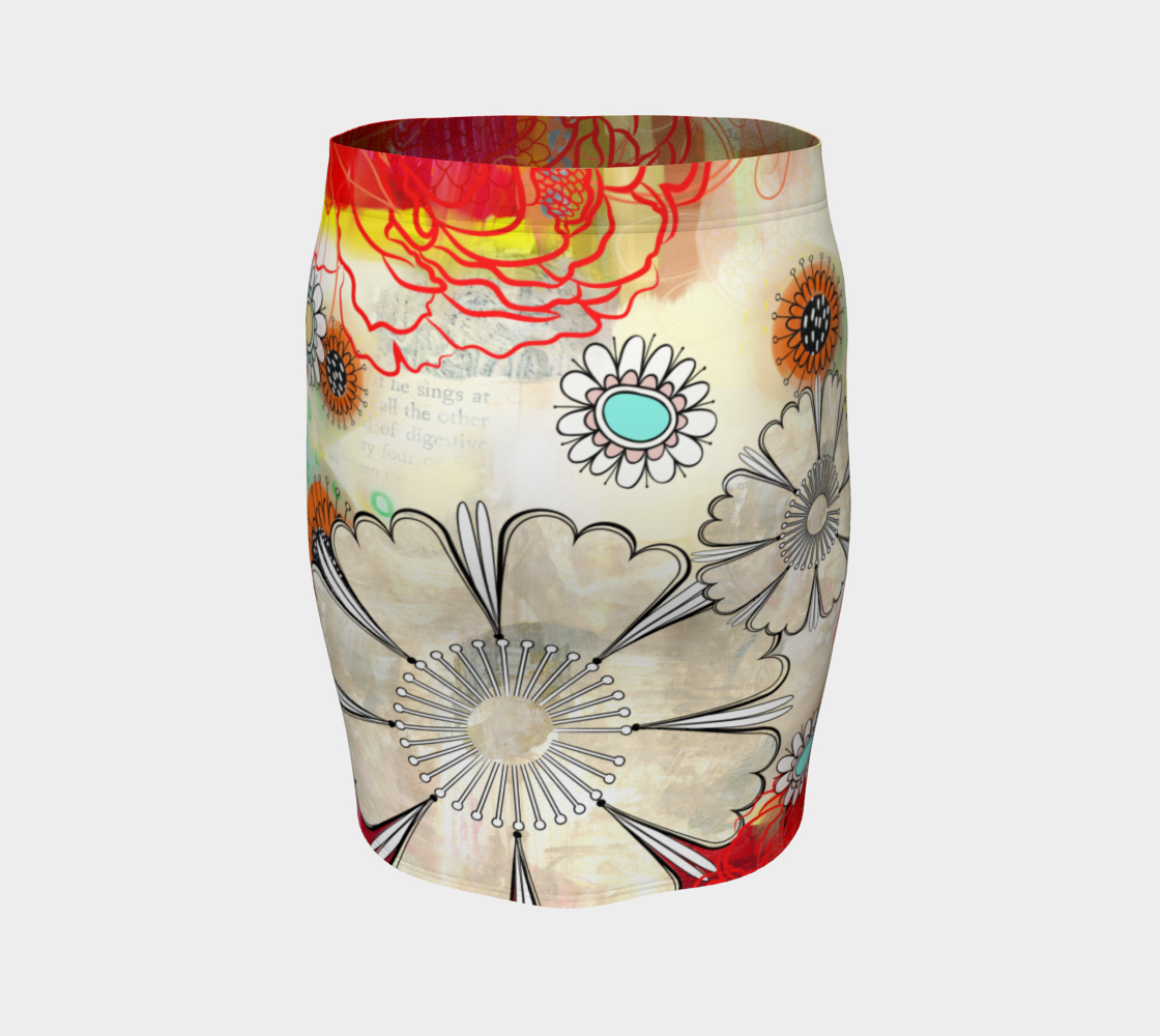Flower Power Fitted Skirt by Deloresart - deloresartcanada