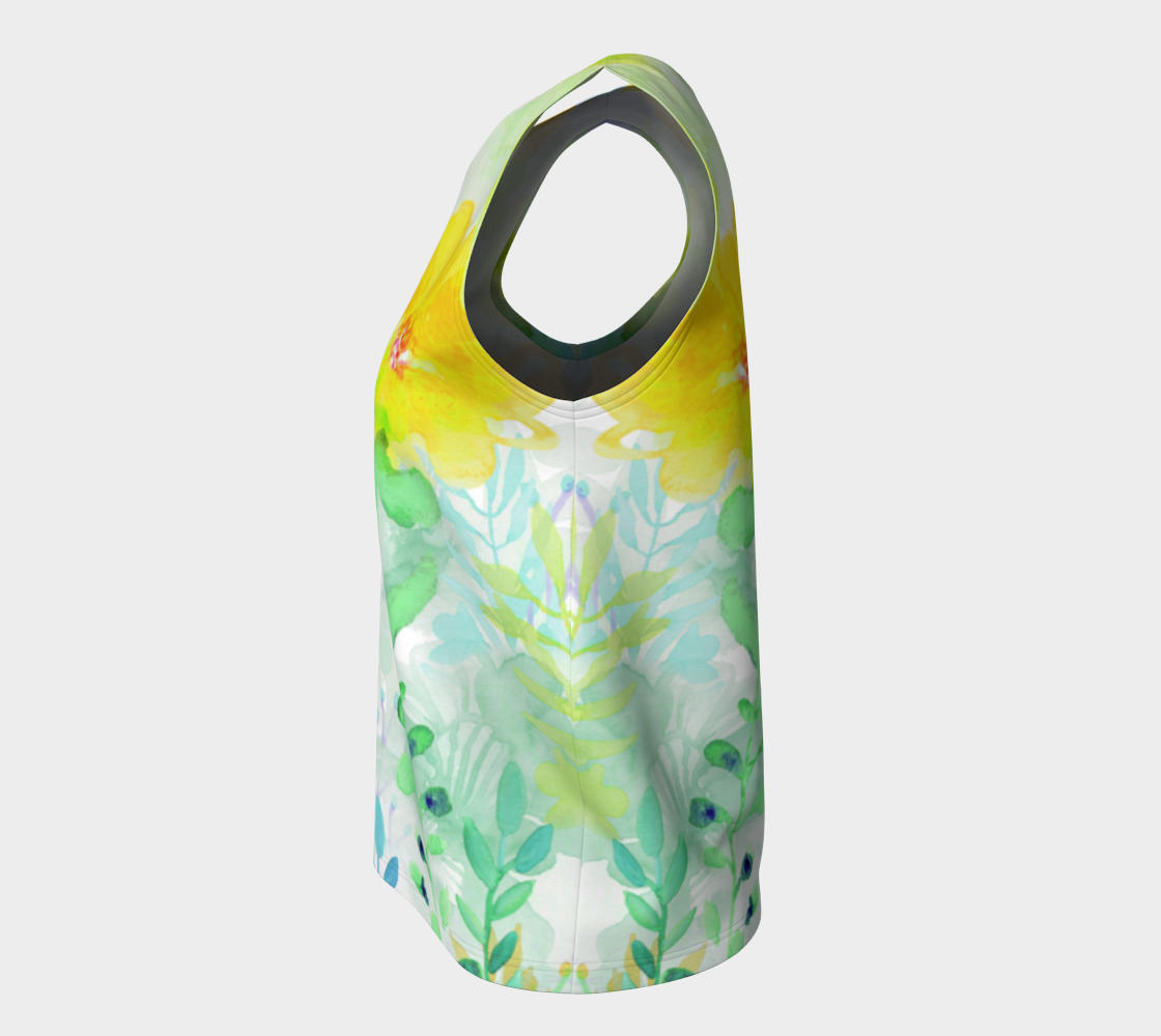 Cloral Foral Loose Tank in Yellows - deloresartcanada