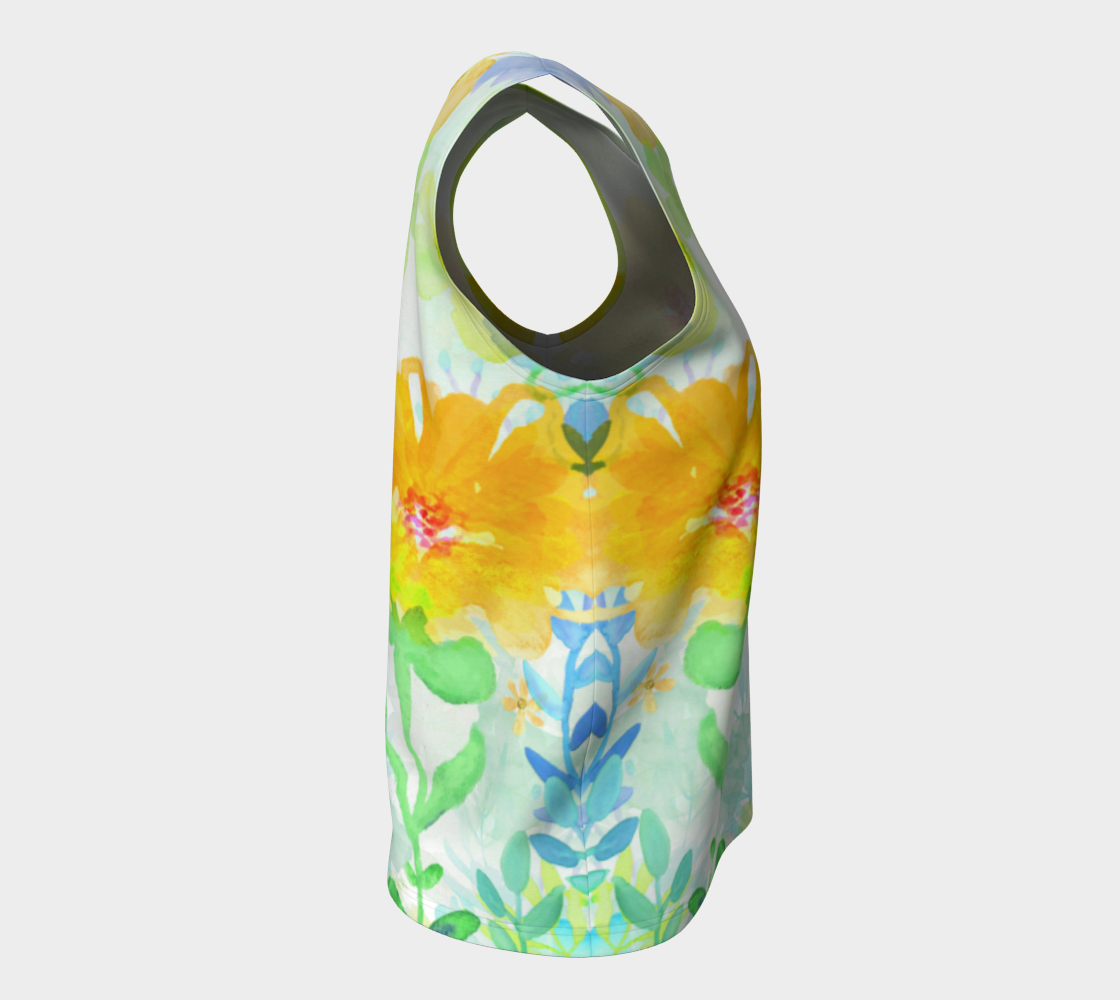 Cloral Foral Loose Tank in Yellows - deloresartcanada