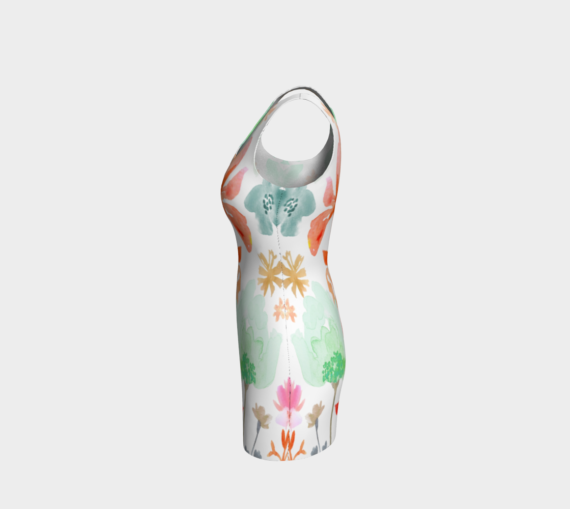 Dreamy Coral Garden Bodycon Dress by Deloresart