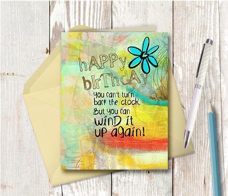 0528 Wind Up The Clock Again Note Card - deloresartcanada