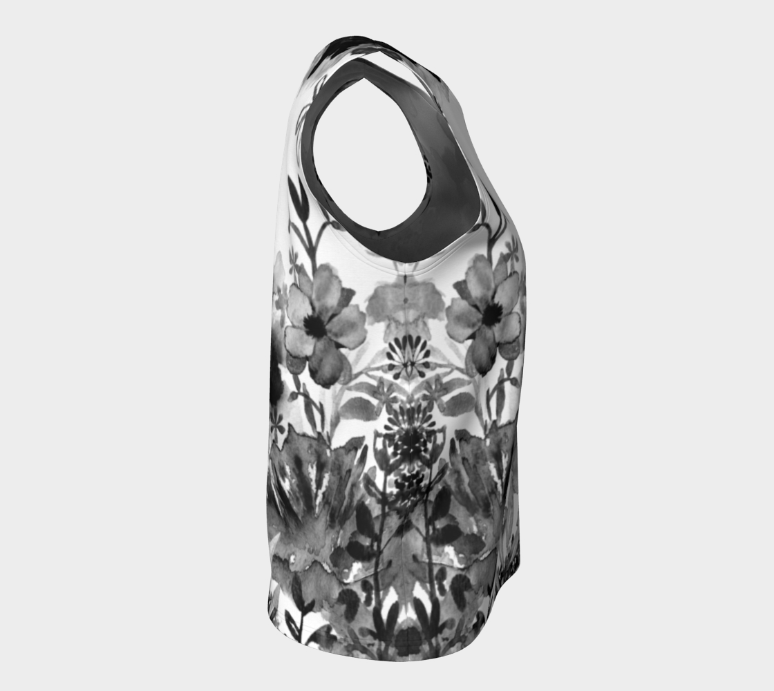 Harmonious Garden Loose Tank in Greyscale - deloresartcanada