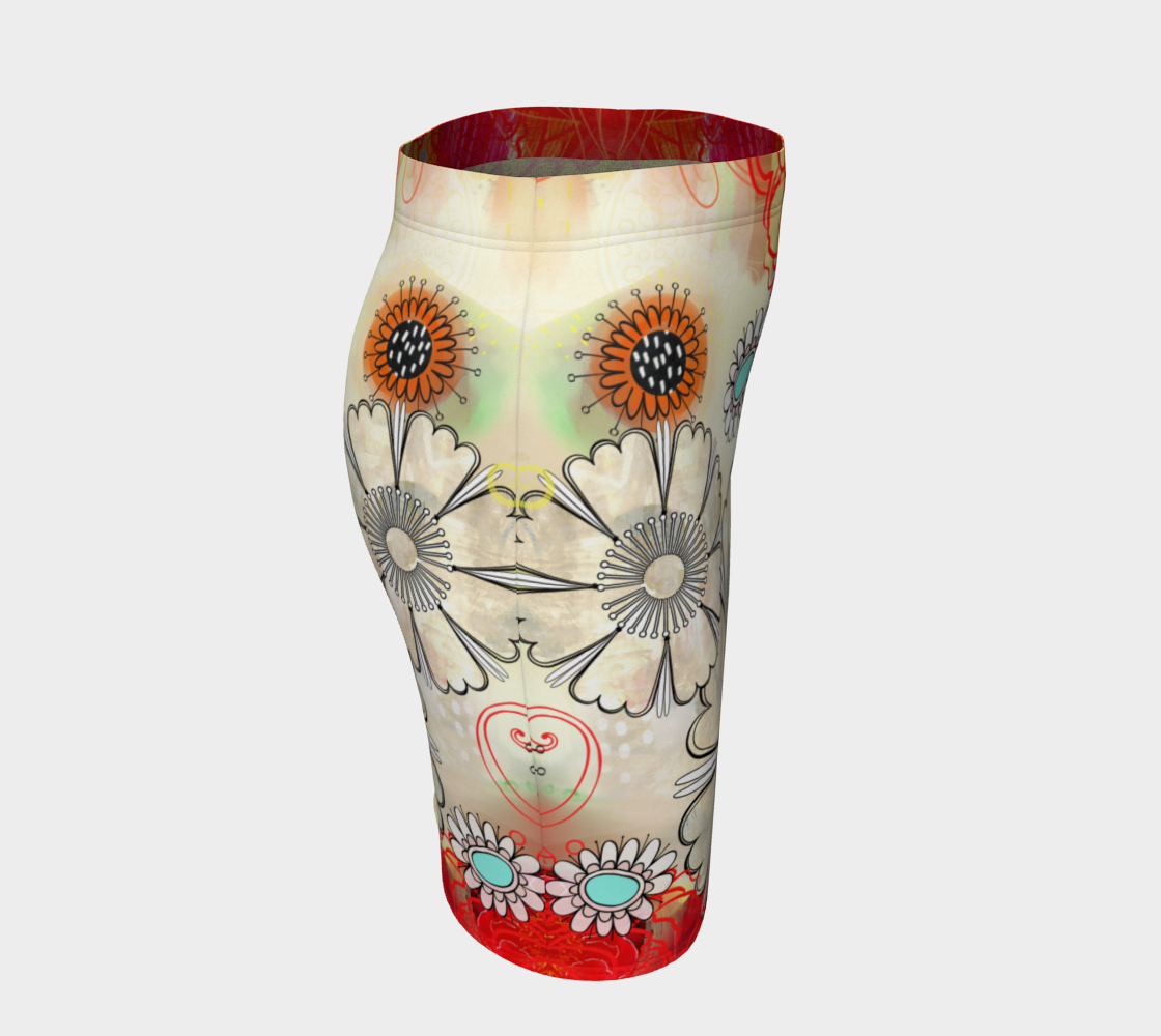 Flower Power Fitted Skirt by Deloresart - deloresartcanada