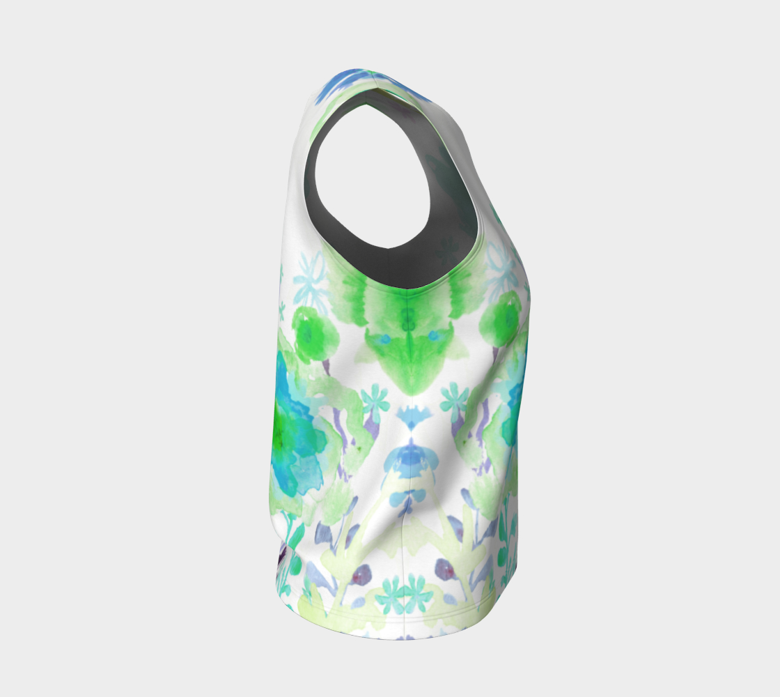 Grandma's Garden Loose Tank Teal and Purple - deloresartcanada