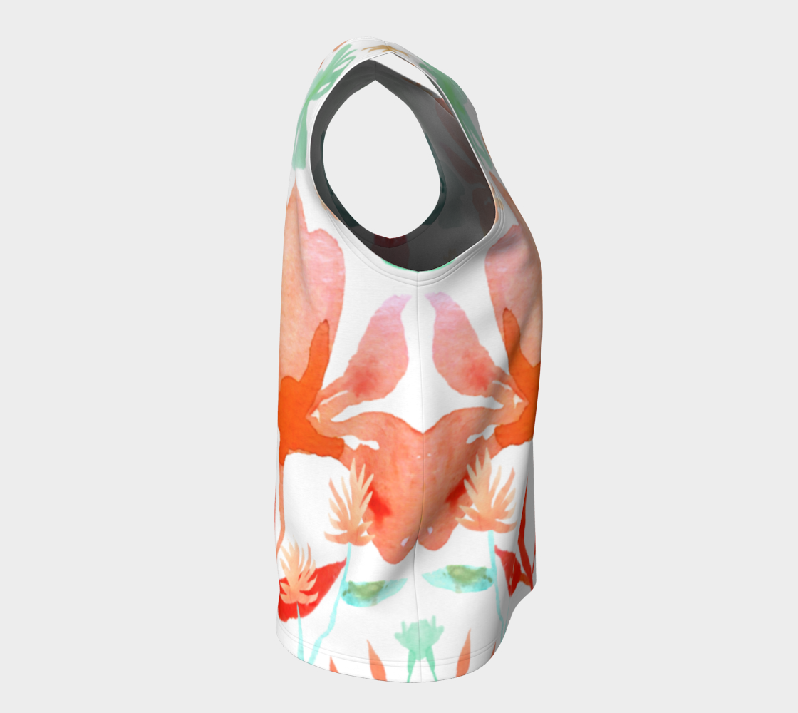 Dreamy Garden Loose Tank In Coral and Greens - deloresartcanada