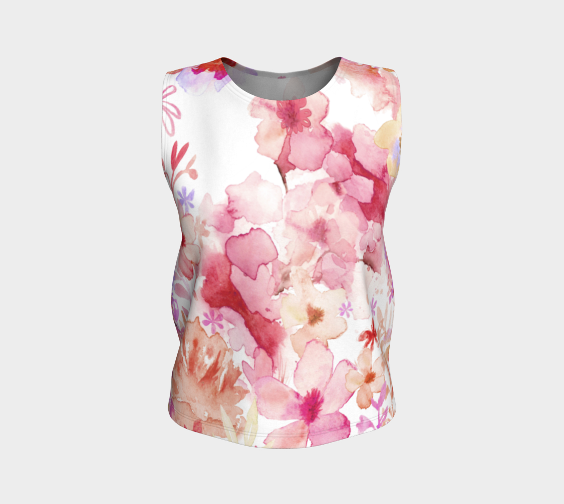 Harmonious garden Loose Tank in Muted Reds - deloresartcanada