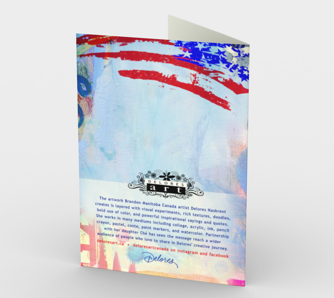 1374 Miss You/Stamp Red, White & Blue Card by Deloresart - deloresartcanada