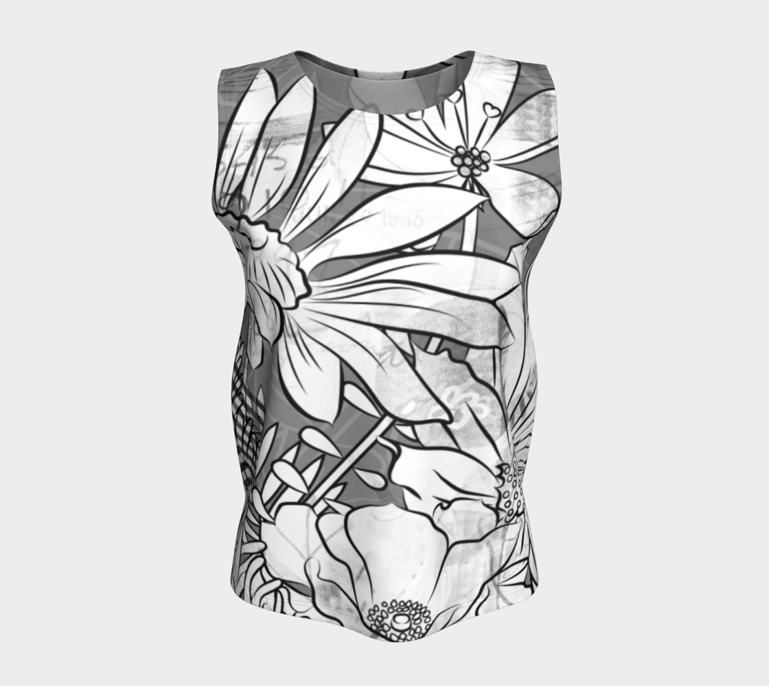 Flower Meadow Loose Tank in Greys - deloresartcanada