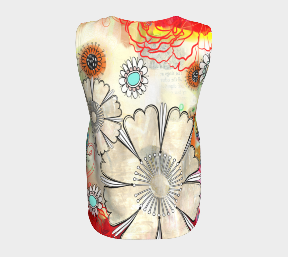 Flower Power Loose Tank by Deloresart in Reds - deloresartcanada