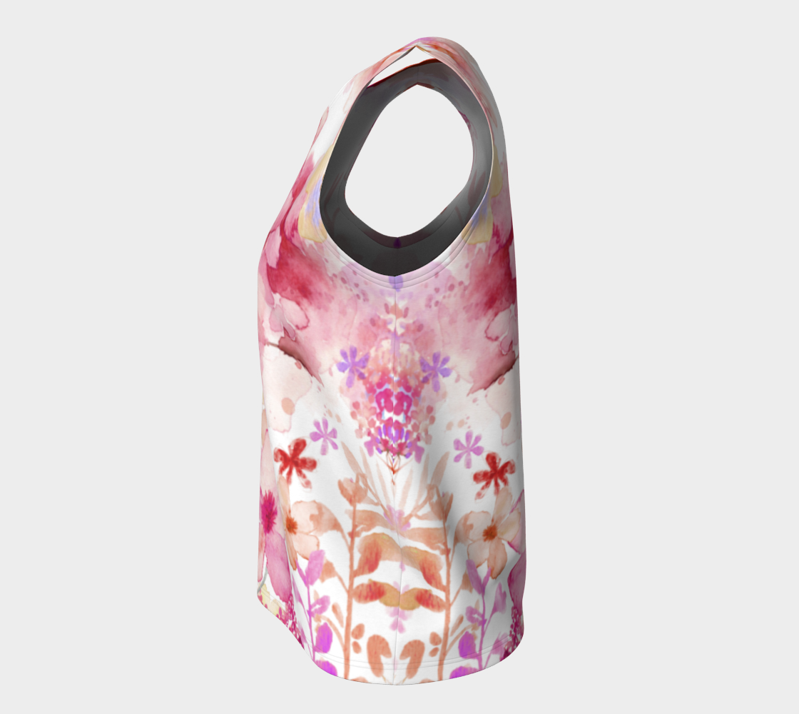 Harmonious garden Loose Tank in Muted Reds - deloresartcanada