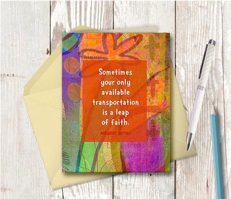 0595 Leap Of Faith Note Card - deloresartcanada