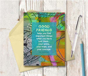 0599 Friends Help Find Lost Things Note Card - deloresartcanada