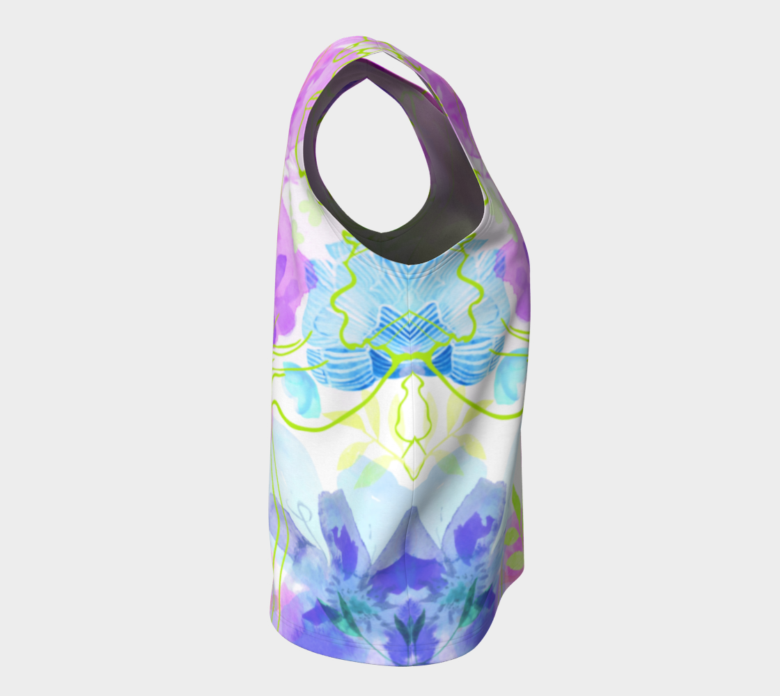 Posy Cluster Loose Tank in Purple, Green and Pink - deloresartcanada