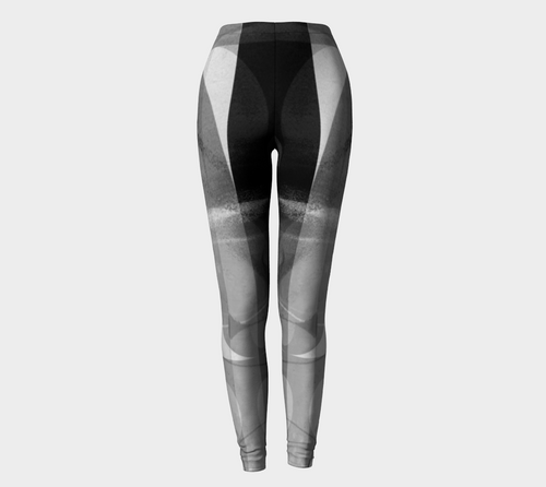 Caring Cup Grey and Black Leggings by Deloresart - deloresartcanada