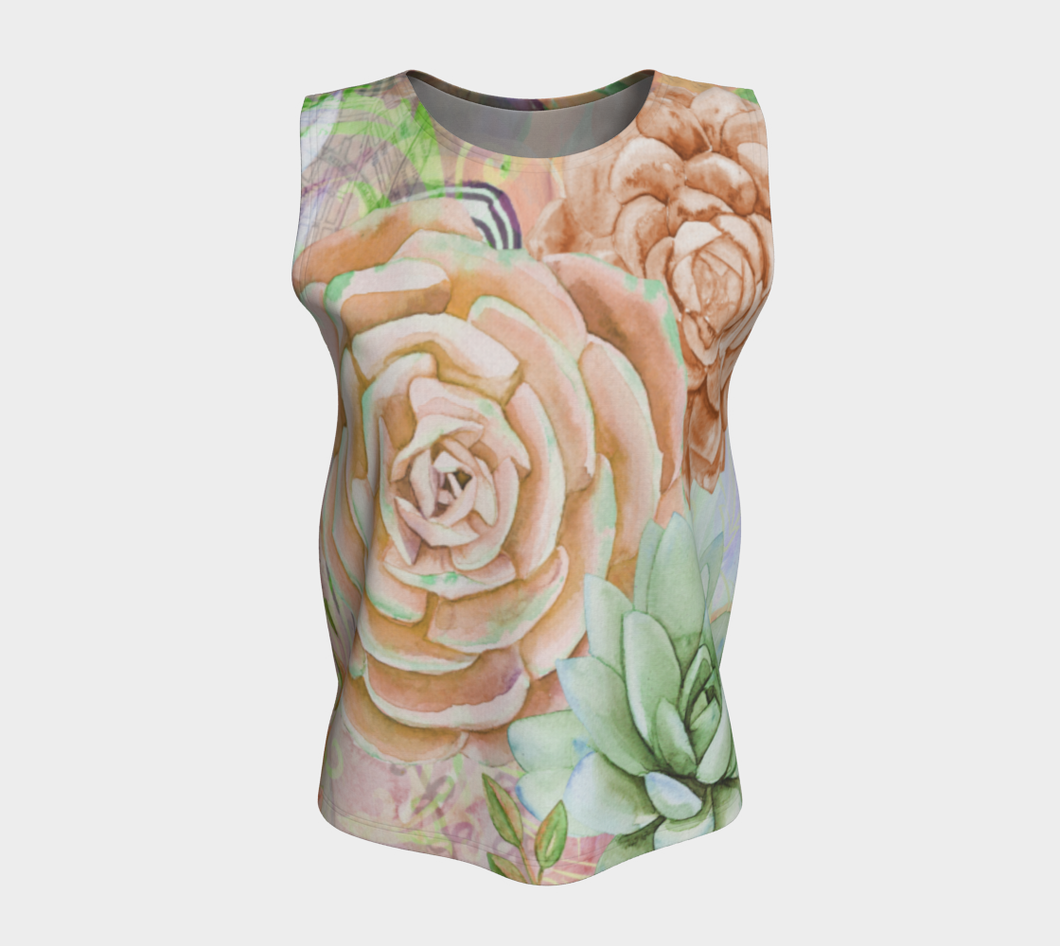 Let's Lovely Garden Loose Tank in Terra Cotta - deloresartcanada
