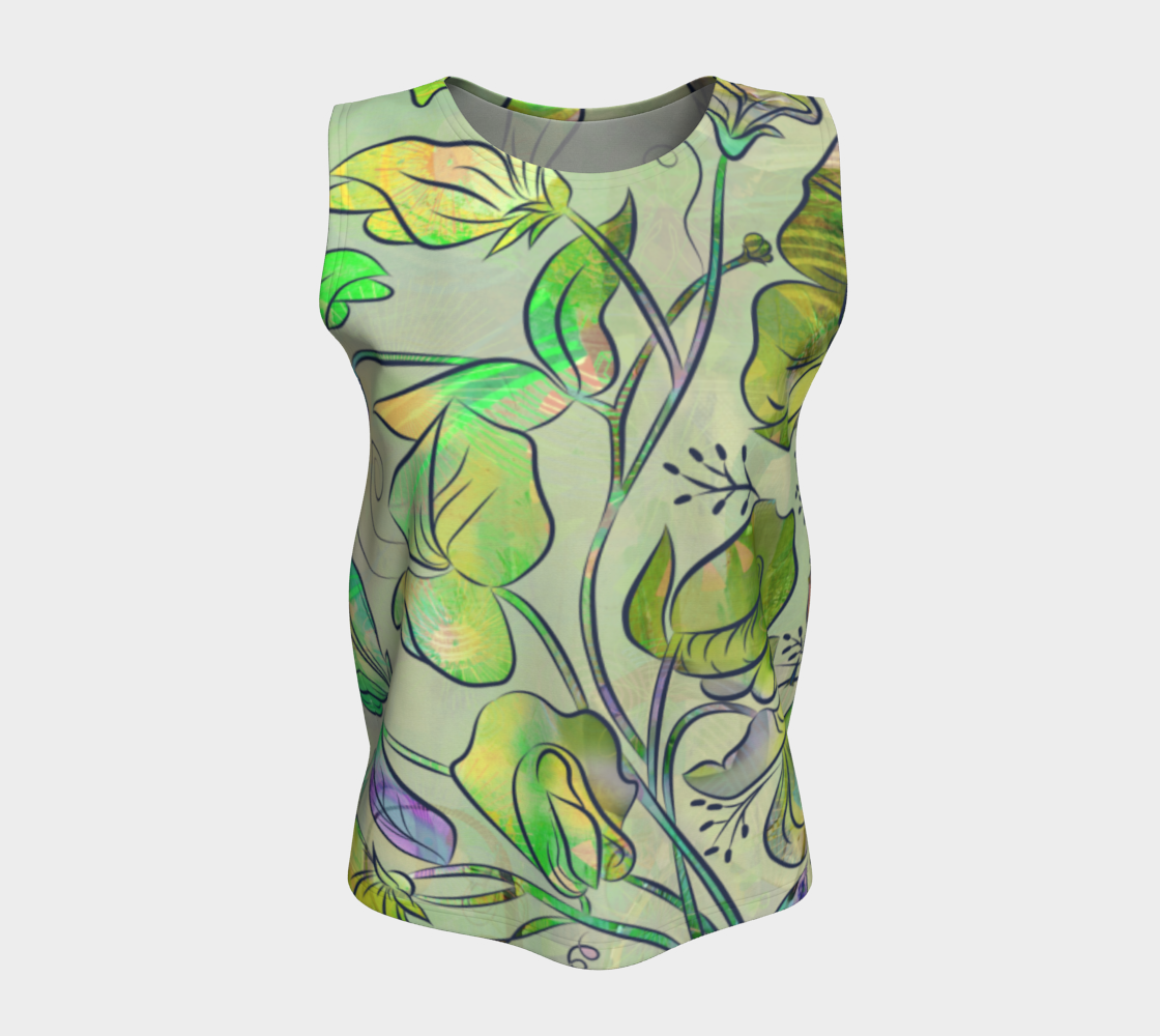 Queen Sweet Pea Loose Tank in Yellow/Green - deloresartcanada