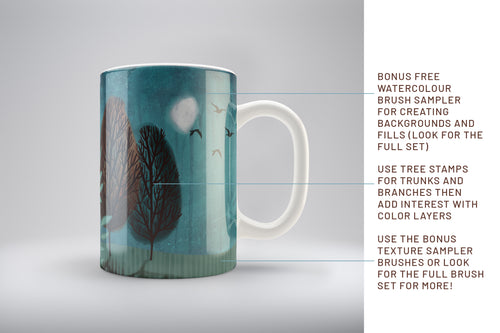 Volume 037 - Stylized Trees and Shrubs for Procreate - deloresartcanada