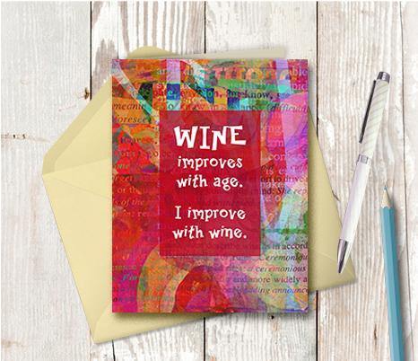 0639 Wine Improves With Age Note Card - deloresartcanada