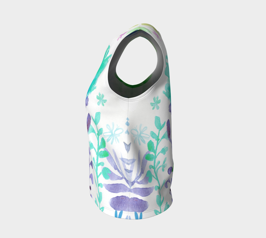 Grandma's Garden Loose Tank Teal and Purple - deloresartcanada