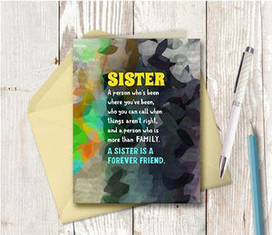 0667 Sister Forever Friend Note Card - deloresartcanada