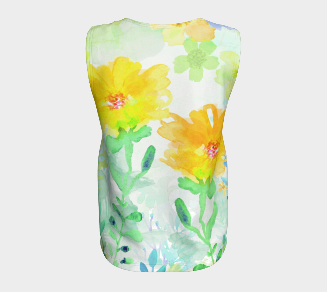 Cloral Foral Loose Tank in Yellows - deloresartcanada