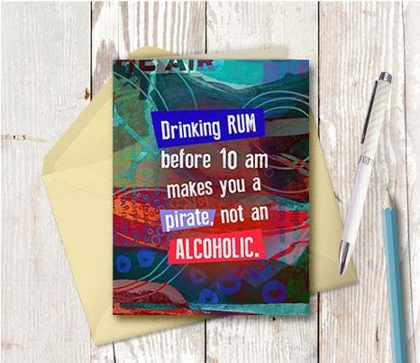 0673 Rum Pirate Note Card - deloresartcanada