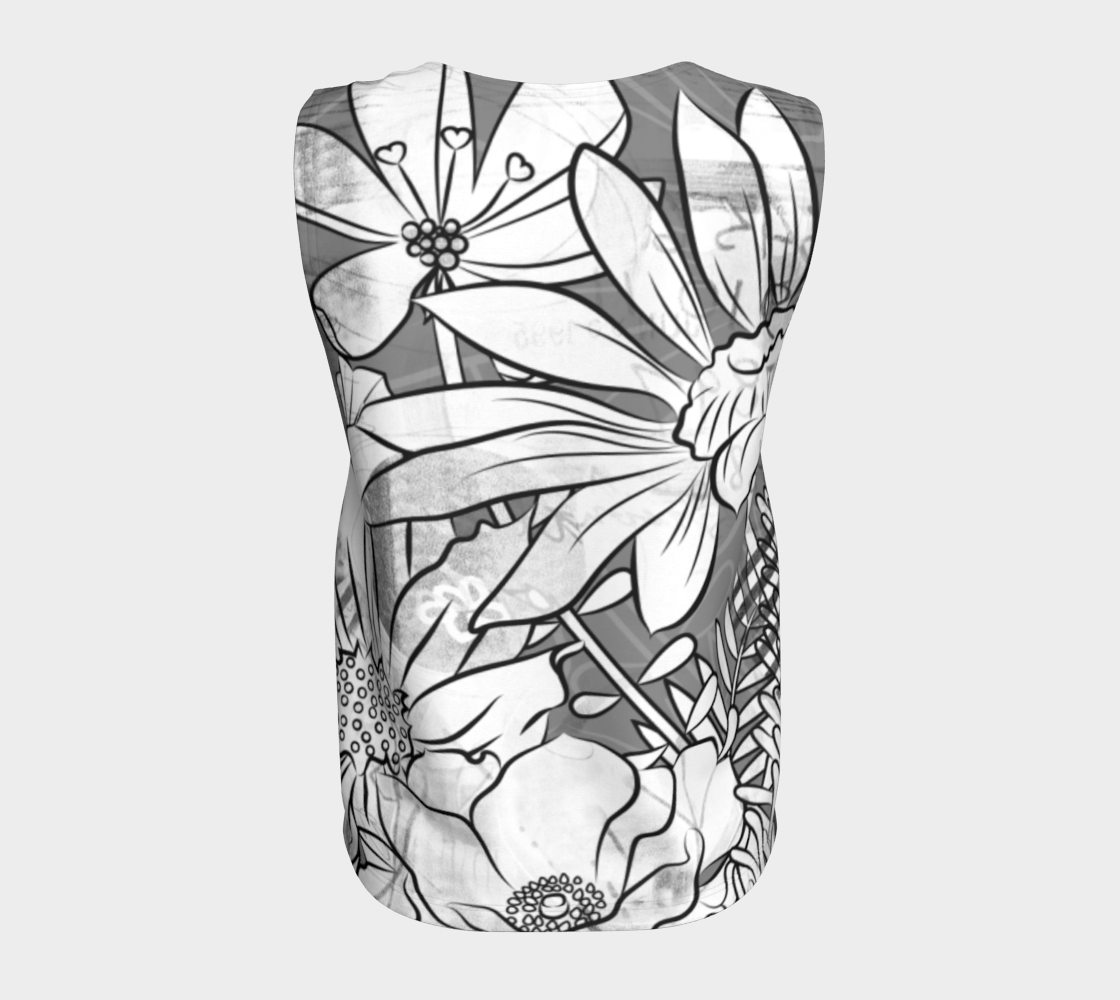 Flower Meadow Loose Tank in Greys - deloresartcanada