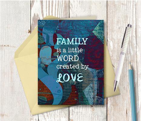 0680 Family Word Created By Love Note Card - deloresartcanada