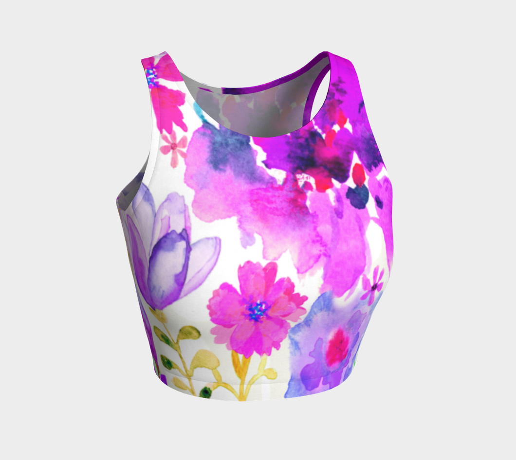 Magenta Garden Crop Top by Deloresart - deloresartcanada