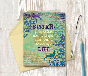 0681 Sister Heart Note Card - deloresartcanada