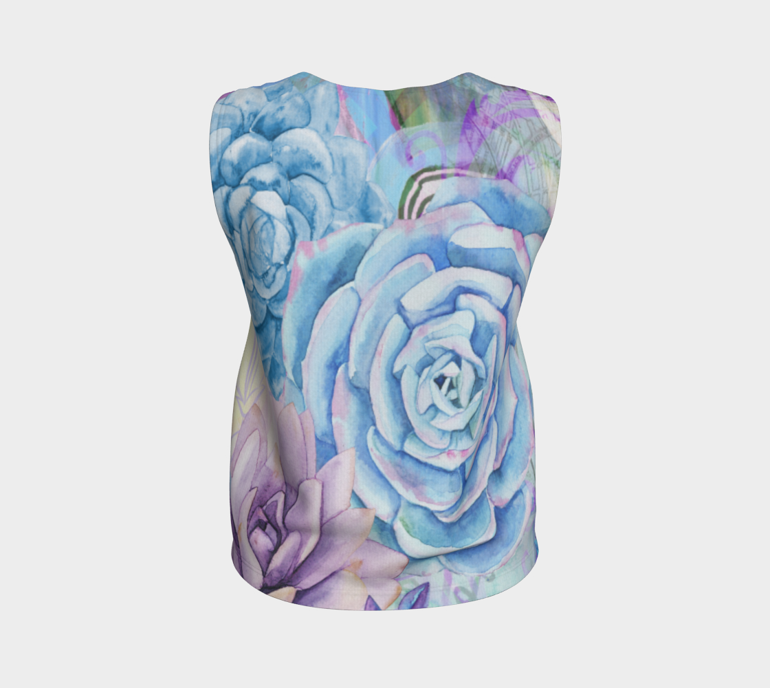 Let's Lovely Garden Loose Tank in Mauve and Blue - deloresartcanada