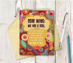 0694 Dear Wine Note Card - deloresartcanada