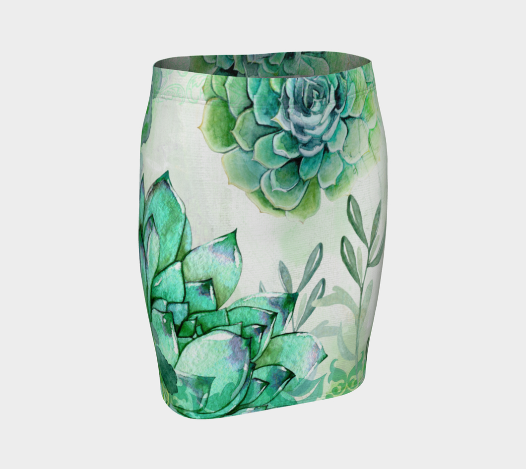 Mint Garden Fitted Skirt by Deloresart - deloresartcanada