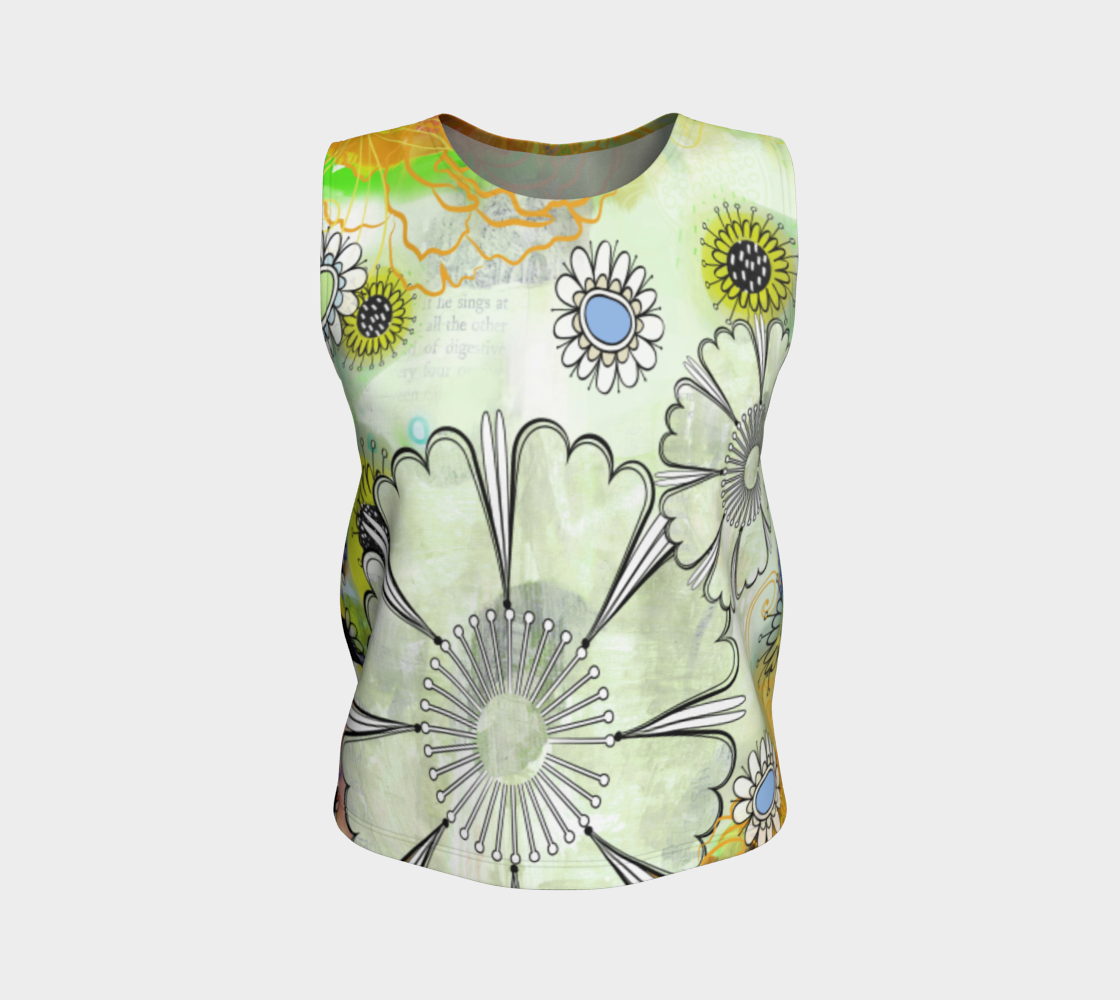 Flower Power Loose Tank by Deloresart Golden - deloresartcanada