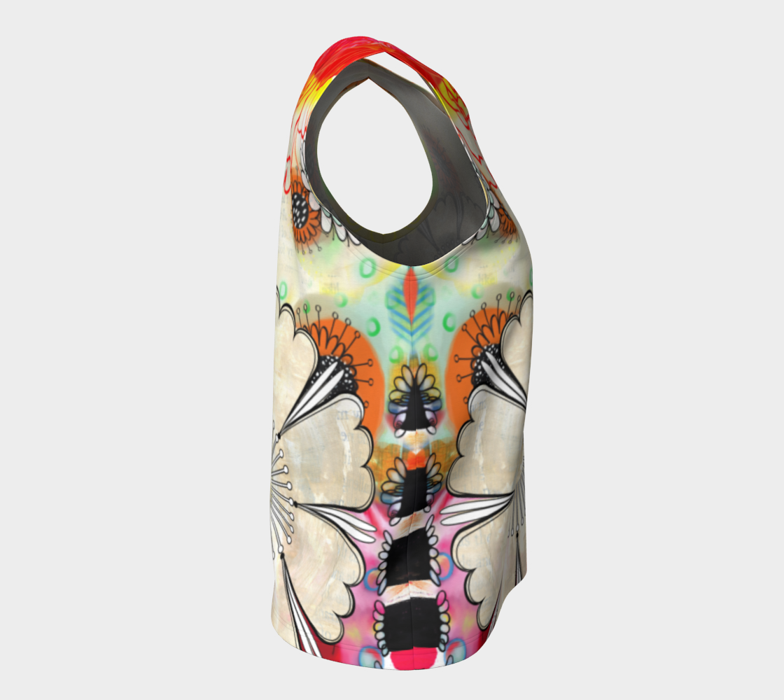 Flower Power Loose Tank by Deloresart in Reds - deloresartcanada