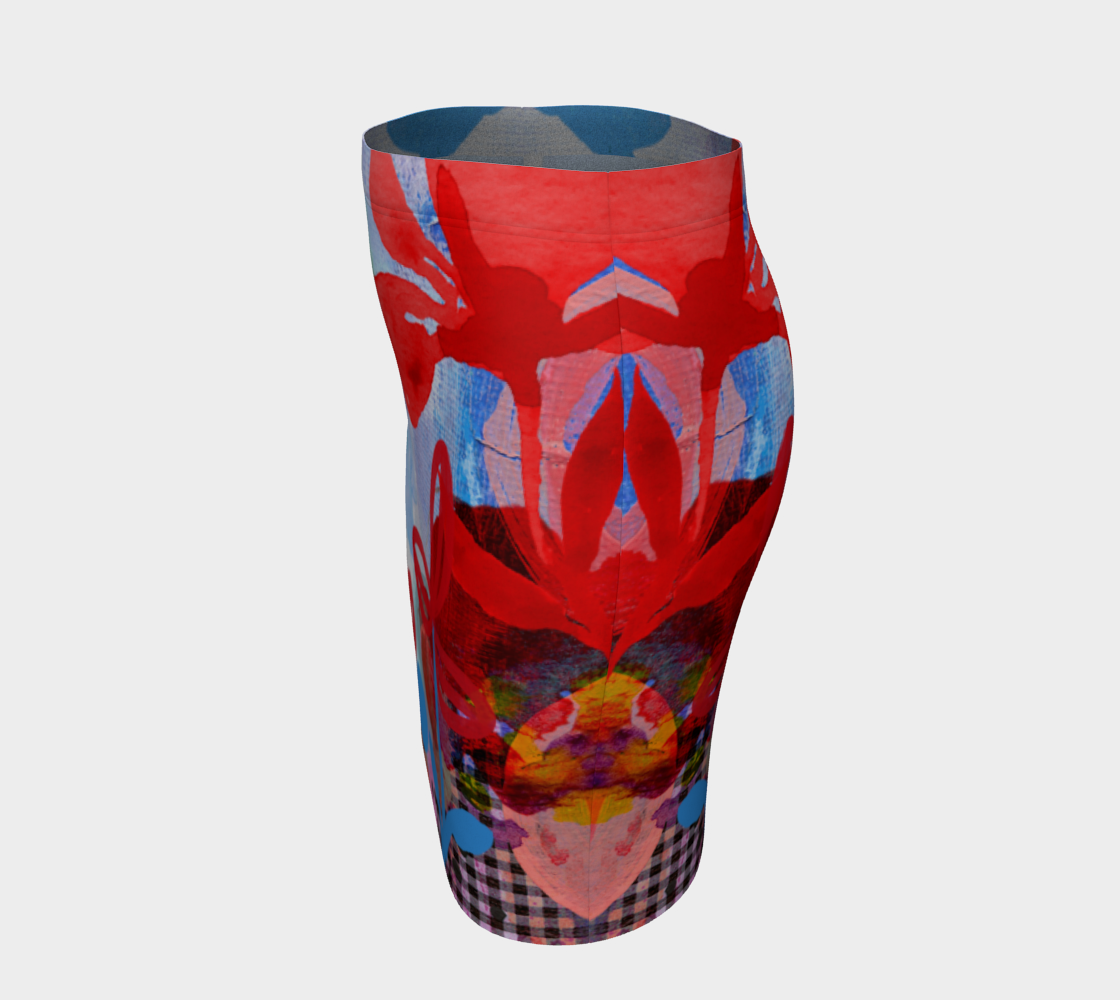 I Am A Queen Red and Blue Fitted Skirt by Deloresart - deloresartcanada