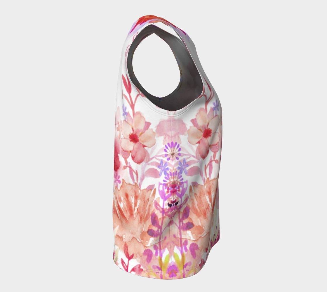 Harmonious garden Loose Tank in Muted Reds - deloresartcanada