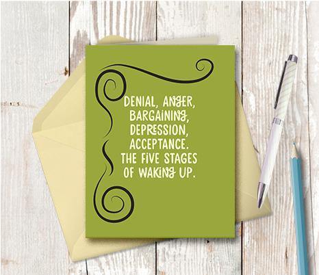 0705 Stages Of Waking Up Note Card - deloresartcanada