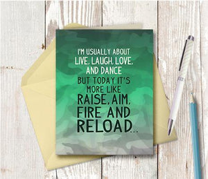 0712  Raise Aim Note Card - deloresartcanada