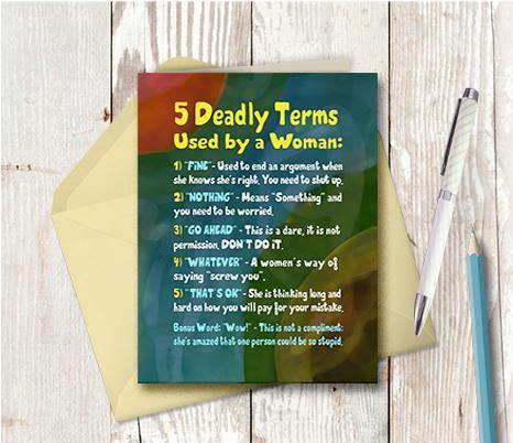 0720 Deadly Words Note Card - deloresartcanada