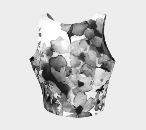 Harmonious Garden Black Crop Top by Deloresart - deloresartcanada