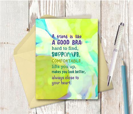 0733 Friend Is Like A Good Bra Note Card - deloresartcanada
